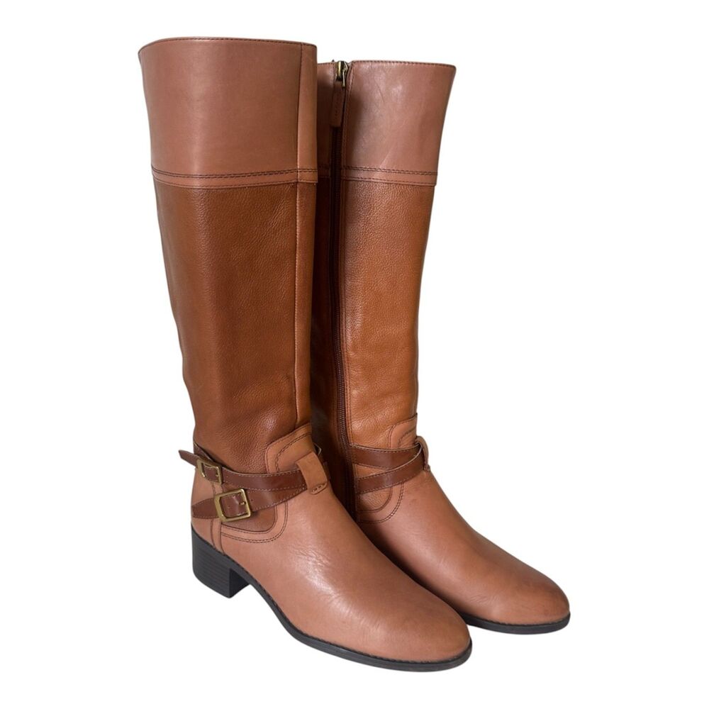 Franco Sarto L-Lapis Cognac Tan Leather Knee High Riding Boot Womens 8M